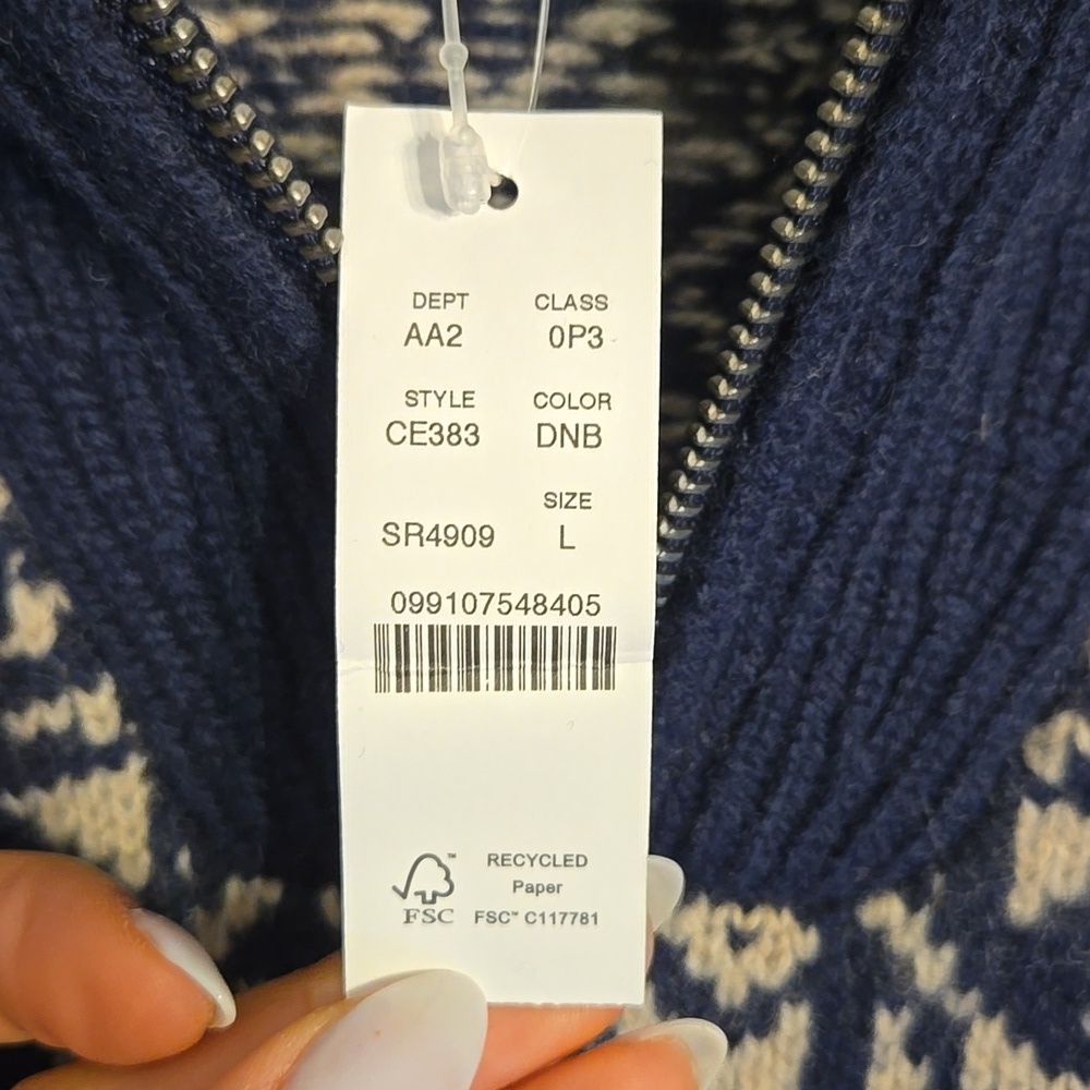 J. Crew Fair Isle Lambswool Half-Zip Pullover Turtleneck Knit Sweater NWOT - Picture 13 of 14